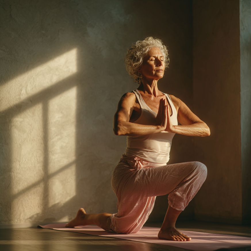 Чоловік похилого віку медитує